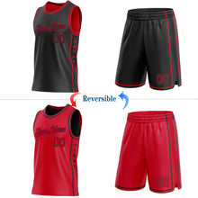 Загрузить изображение в средство просмотра галереи, Custom Reversible Black Red Double Side Star Sublimation Basketball Suit Jersey
