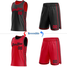 Load image into Gallery viewer, Custom Reversible Black Red Double Side Star Sublimation Basketball Suit Jersey
