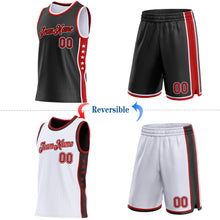 Laden Sie das Bild in den Galerie-Viewer, Custom Reversible Black Red-White Double Side Star Sublimation Basketball Suit Jersey
