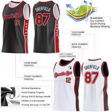 Laden Sie das Bild in den Galerie-Viewer, Custom Reversible Black Red-White Double Side Star Sublimation Basketball Suit Jersey
