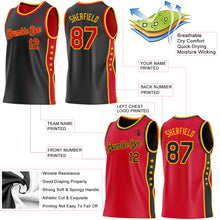 Charger l'image dans la galerie, Custom Reversible Black Red-Gold Double Side Star Sublimation Basketball Suit Jersey
