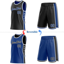 Laden Sie das Bild in den Galerie-Viewer, Custom Reversible Black Royal-White Double Side Star Sublimation Basketball Suit Jersey
