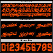Load image into Gallery viewer, Custom Reversible Black Orange Double Side Star Sublimation Basketball Suit Jersey
