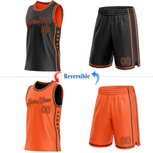 Laden Sie das Bild in den Galerie-Viewer, Custom Reversible Black Orange Double Side Star Sublimation Basketball Suit Jersey
