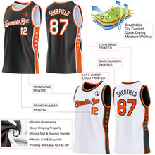 Загрузить изображение в средство просмотра галереи, Custom Reversible Black White-Orange Double Side Star Sublimation Basketball Suit Jersey
