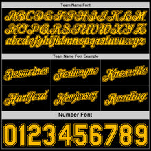 Load image into Gallery viewer, Custom Reversible Black Gold Double Side Star Sublimation Basketball Suit Jersey
