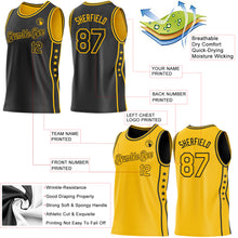 Laden Sie das Bild in den Galerie-Viewer, Custom Reversible Black Gold Double Side Star Sublimation Basketball Suit Jersey
