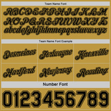 Laden Sie das Bild in den Galerie-Viewer, Custom Reversible Black Old Gold Double Side Star Sublimation Basketball Suit Jersey
