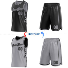 Загрузить изображение в средство просмотра галереи, Custom Reversible Black Gray Double Side Star Sublimation Basketball Suit Jersey
