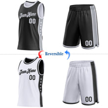 Load image into Gallery viewer, Custom Reversible Black White-Gray Double Side Star Sublimation Basketball Suit Jersey
