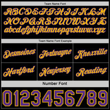 Load image into Gallery viewer, Custom Reversible Black Purple-Gold Double Side Star Sublimation Basketball Suit Jersey
