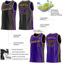 Load image into Gallery viewer, Custom Reversible Black Purple-Old Gold Double Side Star Sublimation Basketball Suit Jersey
