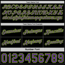 Загрузить изображение в средство просмотра галереи, Custom Reversible Black Purple-Neon Green Double Side Star Sublimation Basketball Suit Jersey
