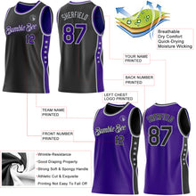 Load image into Gallery viewer, Custom Reversible Black Purple-Gray Double Side Star Sublimation Basketball Suit Jersey

