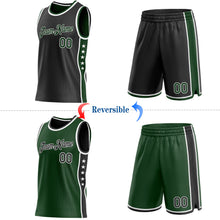 Load image into Gallery viewer, Custom Reversible Black Green-White Double Side Star Sublimation Basketball Suit Jersey

