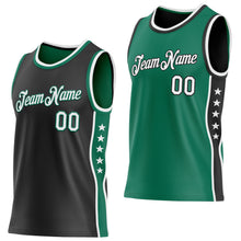 Laden Sie das Bild in den Galerie-Viewer, Custom Reversible Black White-Kelly Green Double Side Star Sublimation Basketball Suit Jersey
