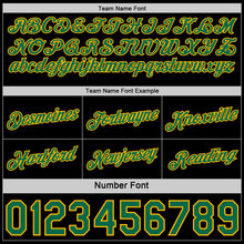 Laden Sie das Bild in den Galerie-Viewer, Custom Reversible Black Kelly Green-Gold Double Side Star Sublimation Basketball Suit Jersey
