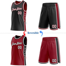 Загрузить изображение в средство просмотра галереи, Custom Reversible Black White-Crimson Double Side Star Sublimation Basketball Suit Jersey
