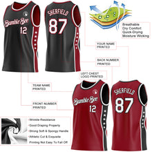 Загрузить изображение в средство просмотра галереи, Custom Reversible Black White-Crimson Double Side Star Sublimation Basketball Suit Jersey
