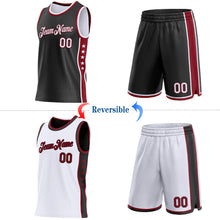 Charger l'image dans la galerie, Custom Reversible Black White-Crimson Double Side Star Sublimation Basketball Suit Jersey

