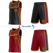 Laden Sie das Bild in den Galerie-Viewer, Custom Reversible Black Crimson-Gold Double Side Star Sublimation Basketball Suit Jersey
