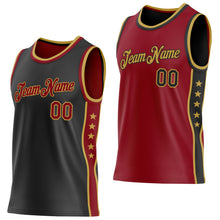 Charger l'image dans la galerie, Custom Reversible Black Crimson-Old Gold Double Side Star Sublimation Basketball Suit Jersey
