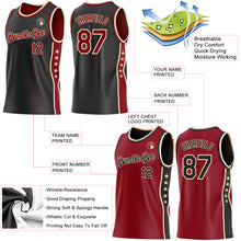 Laden Sie das Bild in den Galerie-Viewer, Custom Reversible Black Crimson-Cream Double Side Star Sublimation Basketball Suit Jersey
