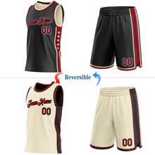 Laden Sie das Bild in den Galerie-Viewer, Custom Reversible Black Crimson-Cream Double Side Star Sublimation Basketball Suit Jersey
