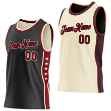 Laden Sie das Bild in den Galerie-Viewer, Custom Reversible Black Crimson-Cream Double Side Star Sublimation Basketball Suit Jersey

