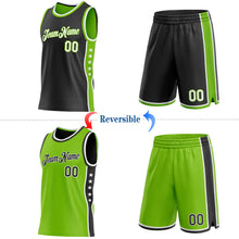 Laden Sie das Bild in den Galerie-Viewer, Custom Reversible Black White-Neon Green Double Side Star Sublimation Basketball Suit Jersey
