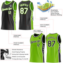 Laden Sie das Bild in den Galerie-Viewer, Custom Reversible Black White-Neon Green Double Side Star Sublimation Basketball Suit Jersey
