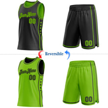 Load image into Gallery viewer, Custom Reversible Black Neon Green Double Side Star Sublimation Basketball Suit Jersey
