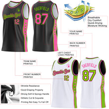 Laden Sie das Bild in den Galerie-Viewer, Custom Reversible Black Pink-Neon Green Double Side Star Sublimation Basketball Suit Jersey
