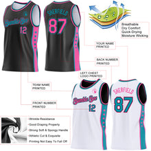 Charger l'image dans la galerie, Custom Reversible Black Pink-Teal Double Side Star Sublimation Basketball Suit Jersey
