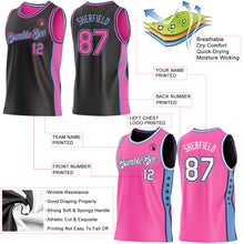 Загрузить изображение в средство просмотра галереи, Custom Reversible Black Pink-Lakes Blue Double Side Star Sublimation Basketball Suit Jersey
