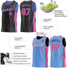 Laden Sie das Bild in den Galerie-Viewer, Custom Reversible Black Pink-Lakes Blue Double Side Star Sublimation Basketball Suit Jersey
