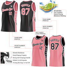 Load image into Gallery viewer, Custom Reversible Black Medium Pink-White Double Side Star Sublimation Basketball Suit Jersey
