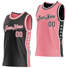Load image into Gallery viewer, Custom Reversible Black Medium Pink-White Double Side Star Sublimation Basketball Suit Jersey
