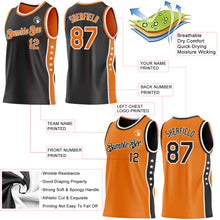 Load image into Gallery viewer, Custom Reversible Black Bay Orange-White Double Side Star Sublimation Basketball Suit Jersey
