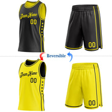 Загрузить изображение в средство просмотра галереи, Custom Reversible Black Light Yellow Double Side Star Sublimation Basketball Suit Jersey

