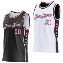 Загрузить изображение в средство просмотра галереи, Custom Reversible Black Light Pink Double Side Star Sublimation Basketball Suit Jersey
