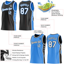Load image into Gallery viewer, Custom Reversible Black White-Powder Blue Double Side Star Sublimation Basketball Suit Jersey
