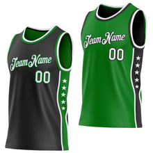 Laden Sie das Bild in den Galerie-Viewer, Custom Reversible Black White-Grass Green Double Side Star Sublimation Basketball Suit Jersey

