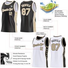 Load image into Gallery viewer, Custom Reversible Black Vegas Gold-White Double Side Star Sublimation Basketball Suit Jersey
