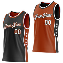 Laden Sie das Bild in den Galerie-Viewer, Custom Reversible Black White-Texas Orange Double Side Star Sublimation Basketball Suit Jersey
