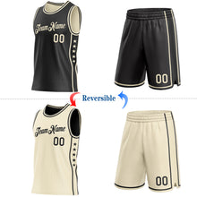 Laden Sie das Bild in den Galerie-Viewer, Custom Reversible Black Cream Double Side Star Sublimation Basketball Suit Jersey

