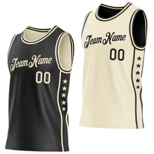 Laden Sie das Bild in den Galerie-Viewer, Custom Reversible Black Cream Double Side Star Sublimation Basketball Suit Jersey
