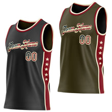Load image into Gallery viewer, Custom Reversible Black Vintage USA Flag-Cream Double Side Star Sublimation Basketball Suit Jersey
