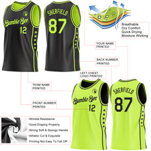 Laden Sie das Bild in den Galerie-Viewer, Custom Reversible Black Neon Green Double Side Star Sublimation Basketball Suit Jersey
