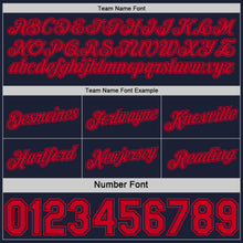 Laden Sie das Bild in den Galerie-Viewer, Custom Reversible Navy Red Double Side Star Sublimation Basketball Suit Jersey
